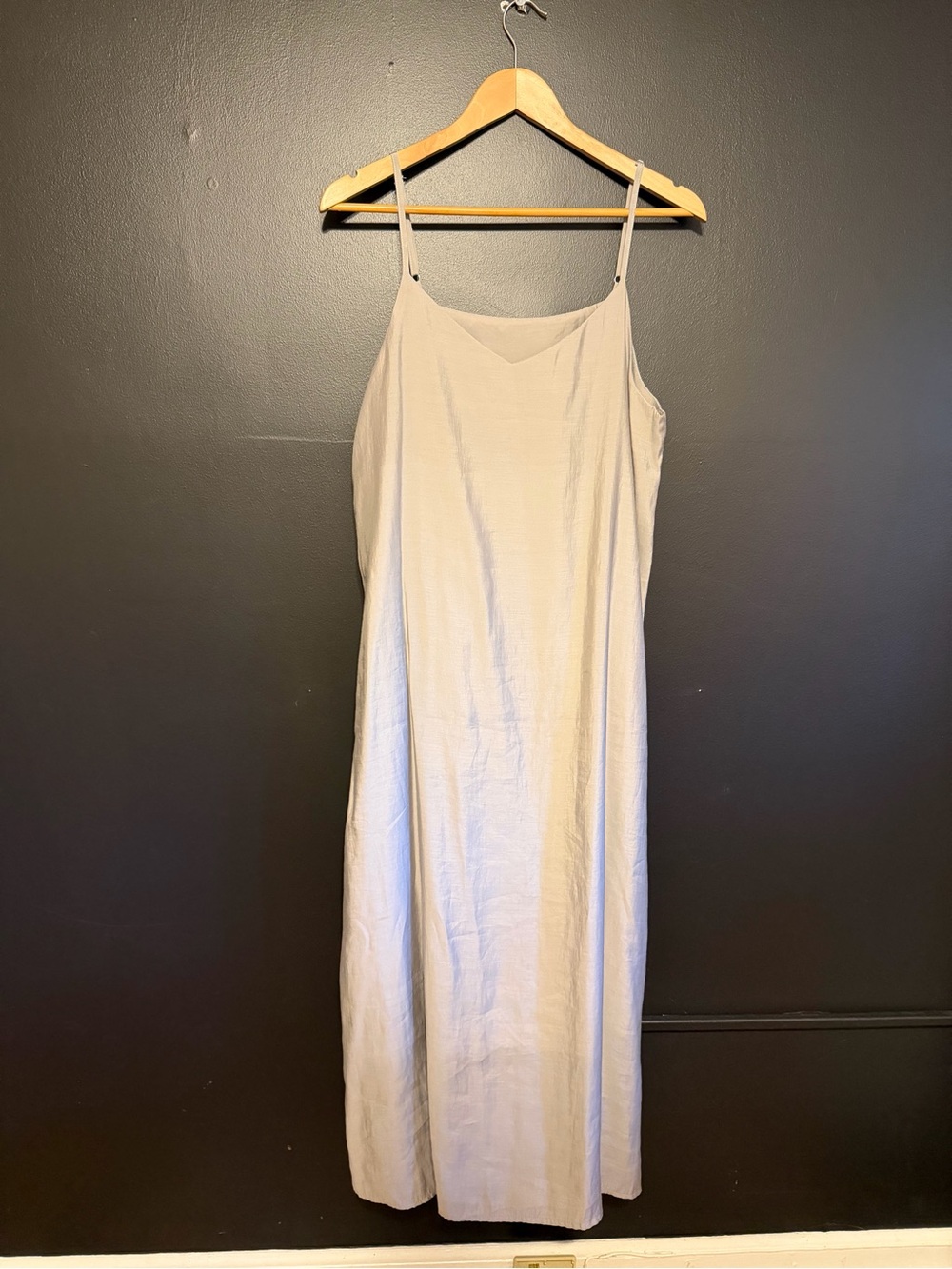 Steel Grey Slip Dress with Spaghetti Straps